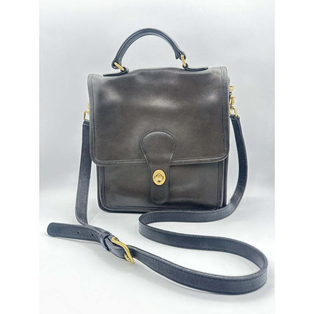 Vintage Coach Station Bag 5130 Black Leather Turnlock Crossbody Shoulder Bag